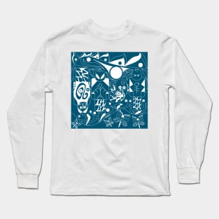 boho alien pattern in mayan soccer game ecopop Long Sleeve T-Shirt